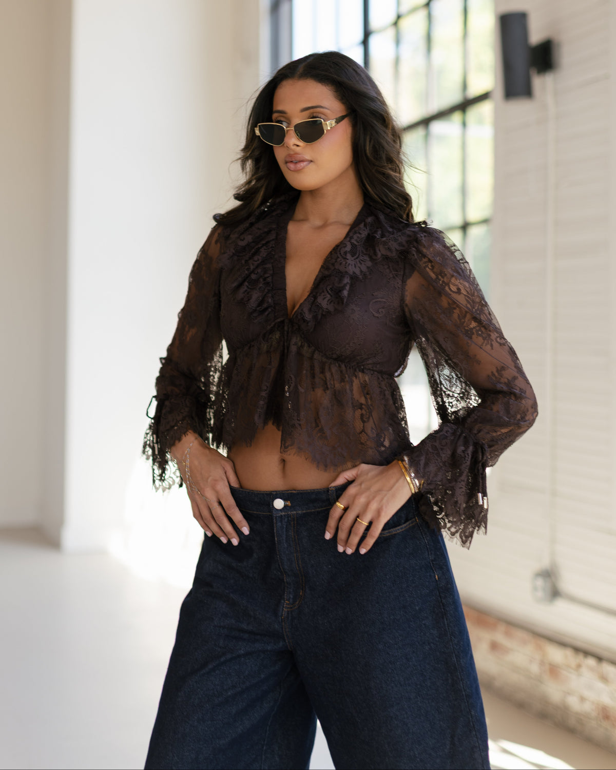 Mila Lace Top - Chocolate