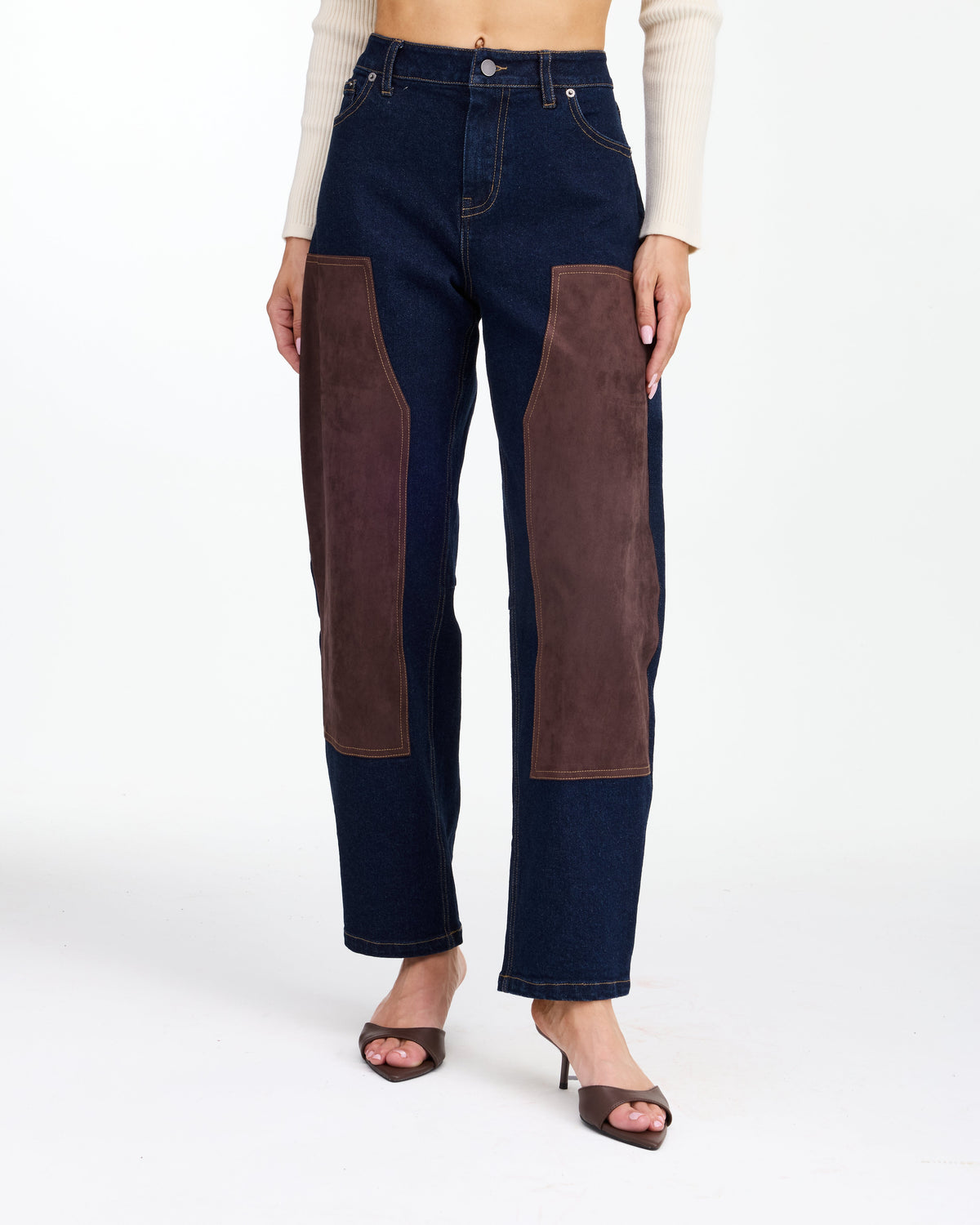 Lottie Barrel Pant Dark Wash Suede