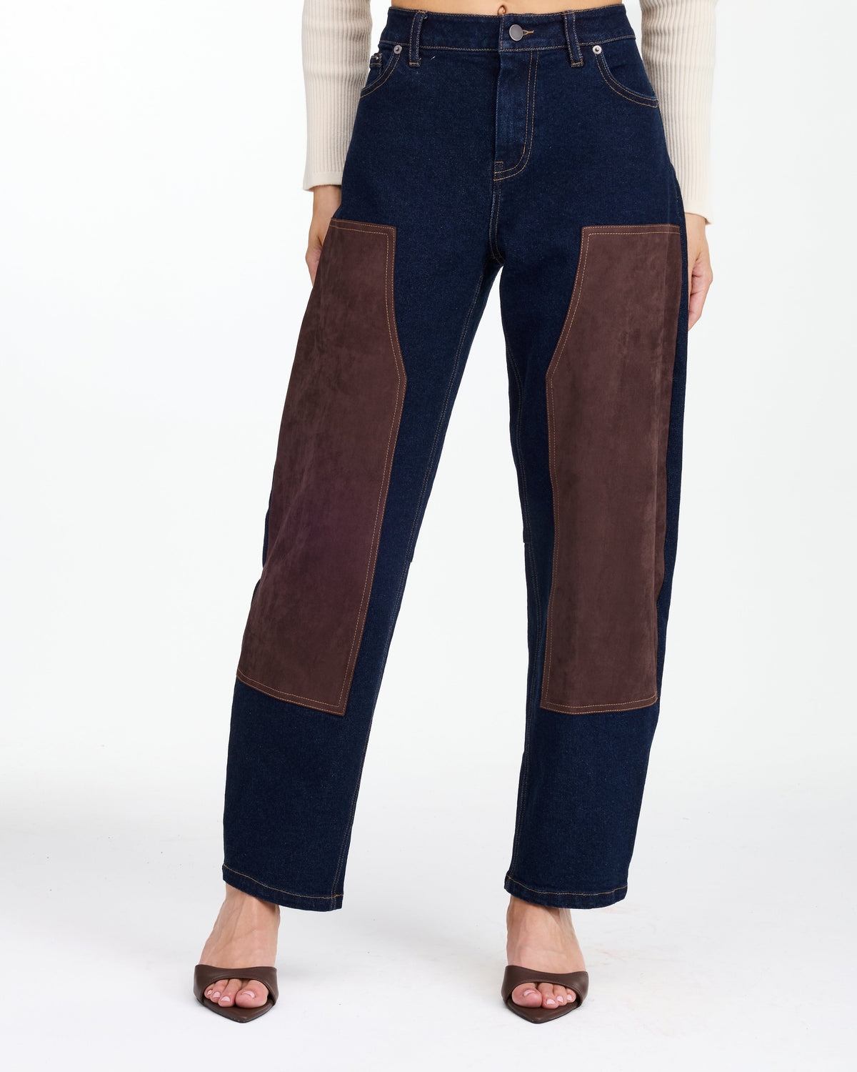 Lottie Barrel Pant Dark Wash Suede