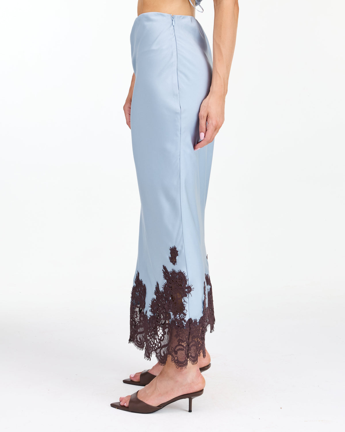 Ivy Embroidered Maxi Skirt - Blue Fog