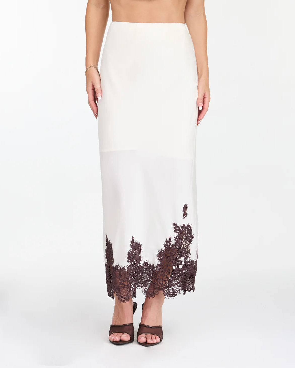 Ivy Embroidered Maxi Skirt - Egret