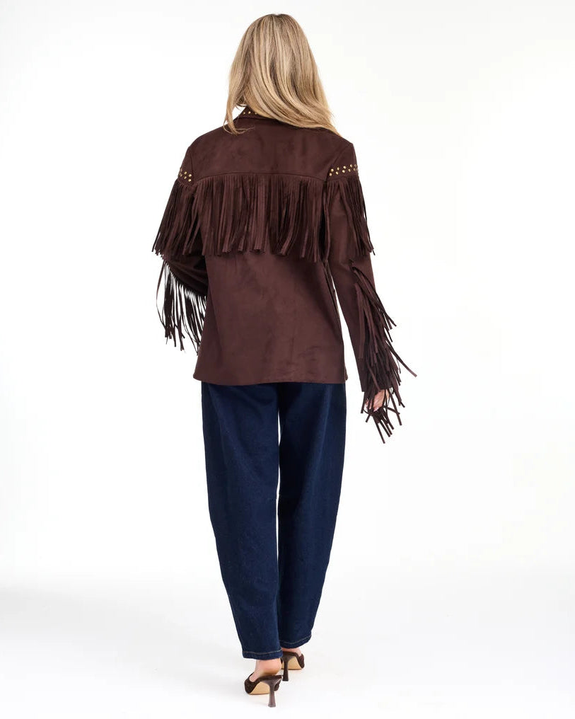 River Faux Sueded Fringe Jacket