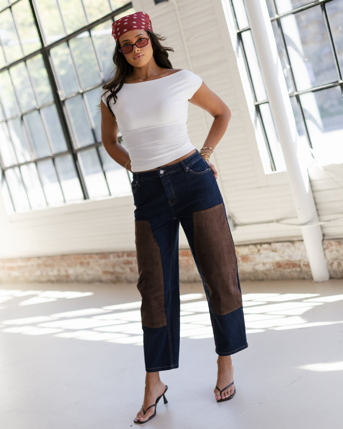 Lottie Barrel Pant Dark Wash Suede