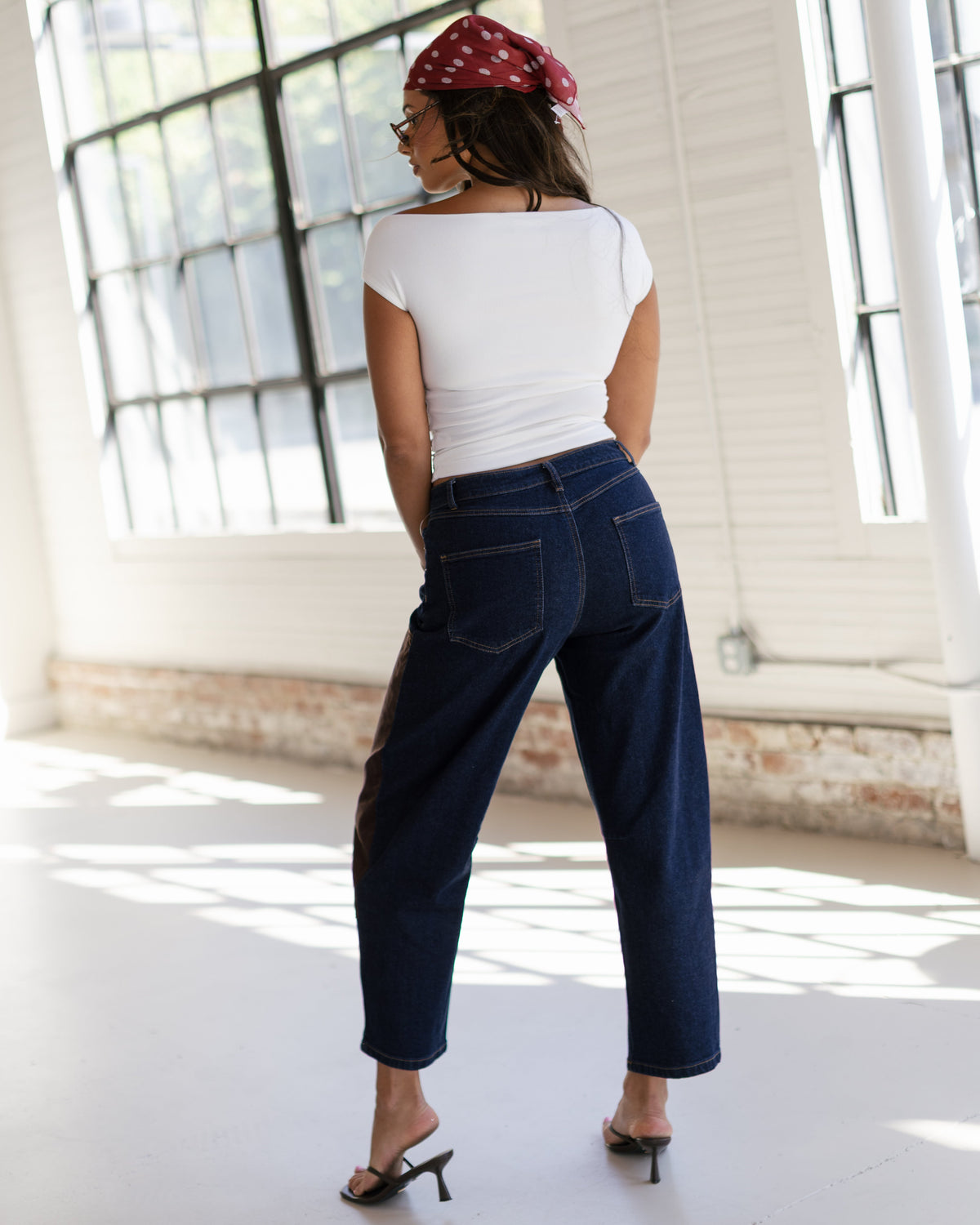 Lottie Barrel Pant Dark Wash Suede
