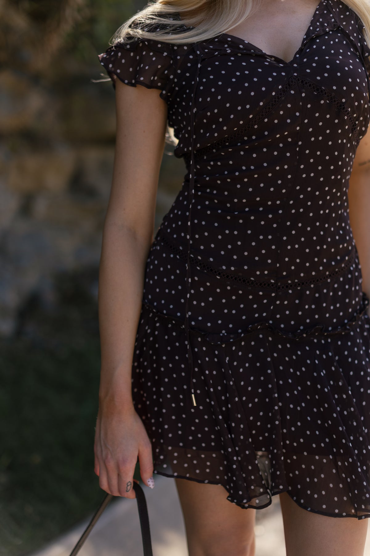 Aubrey Ruffle Mini Dress - Polka Dot