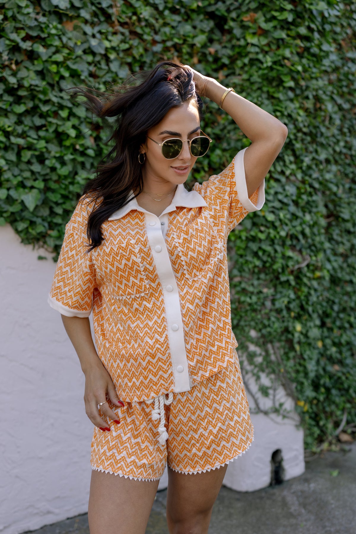 AURORA ORANGE AND CREAM TWO PIECE SET
