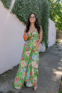 BIANCA GREEN FLORAL MAXI DRESS