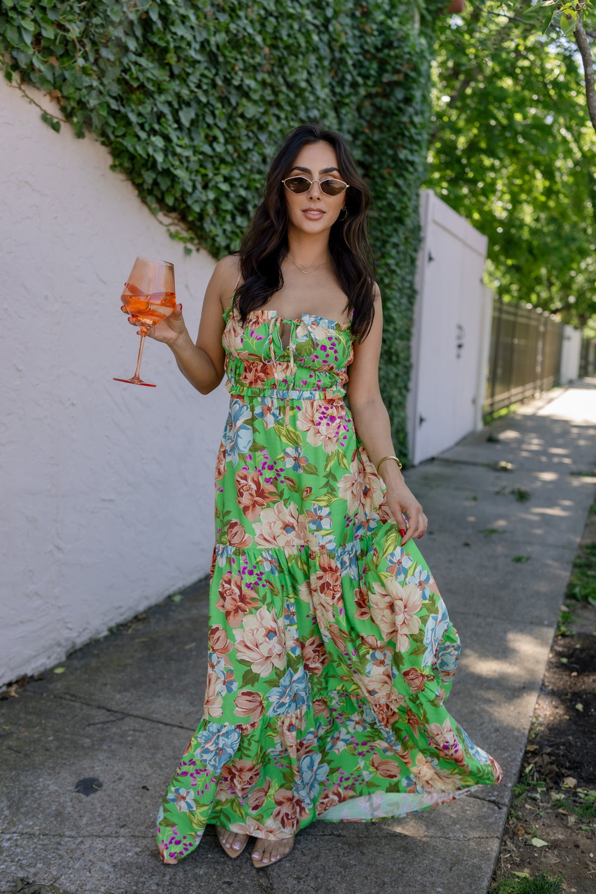 BIANCA GREEN FLORAL MAXI DRESS