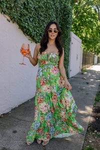 BIANCA GREEN FLORAL MAXI DRESS