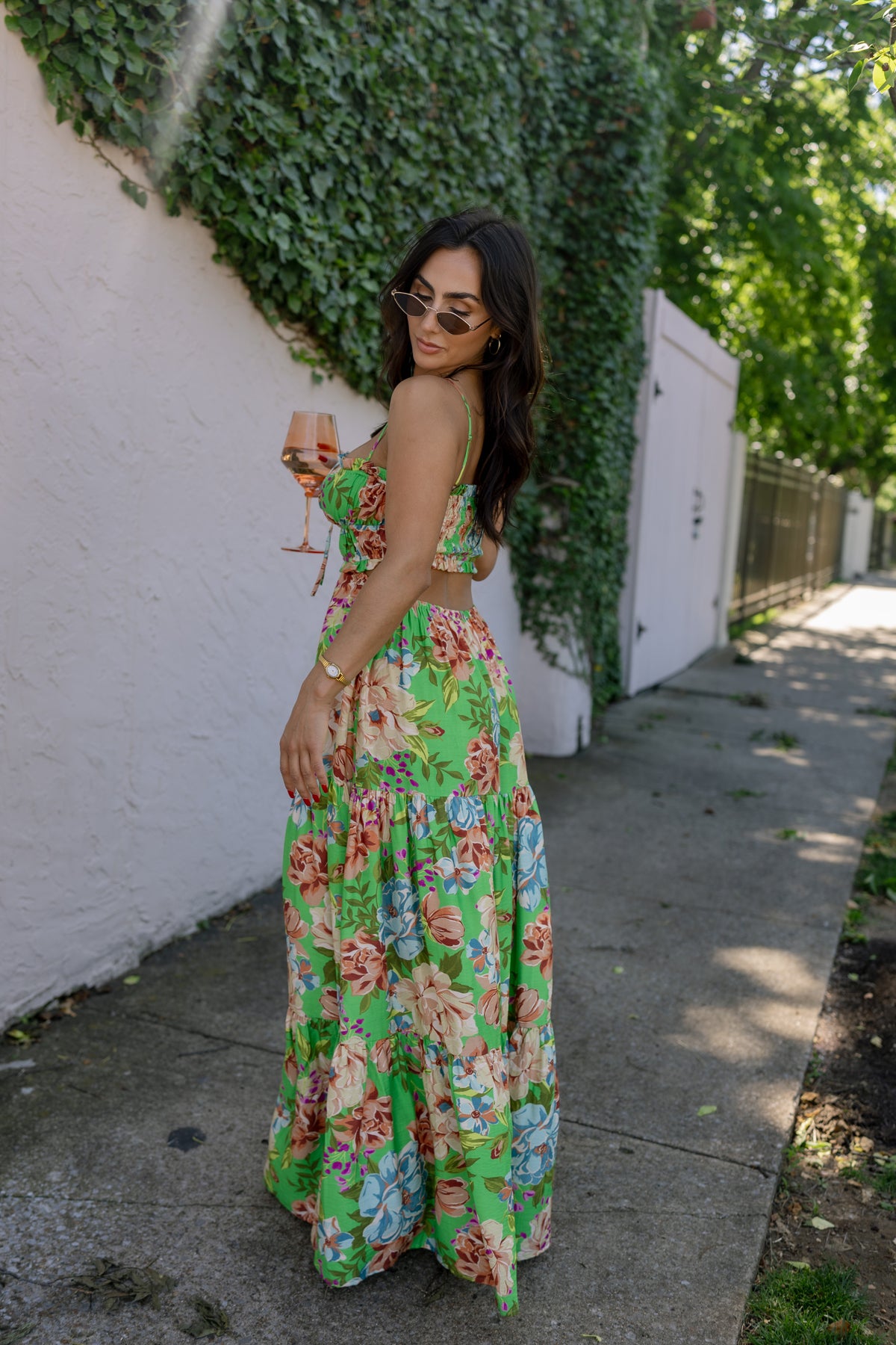 BIANCA GREEN FLORAL MAXI DRESS