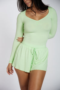 HONEYDEW RIBBED LOUNGE SHORT