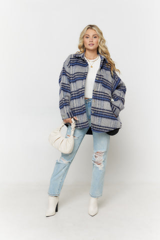 SHADES OF BLUE FLANNEL SHACKET