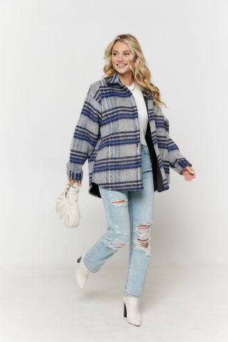 SHADES OF BLUE FLANNEL SHACKET