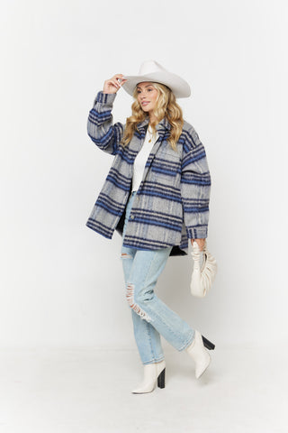 SHADES OF BLUE FLANNEL SHACKET