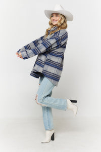 SHADES OF BLUE FLANNEL SHACKET