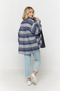 SHADES OF BLUE FLANNEL SHACKET