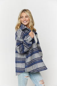 SHADES OF BLUE FLANNEL SHACKET