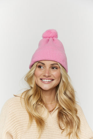 SNOW MUCH LOVE PINK BEANIE