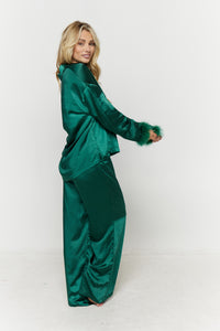 AFTER HOURS EMERALD GREEN SATIN PJ PANT