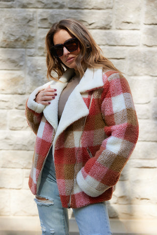 SCARLET PLAID SHERPA