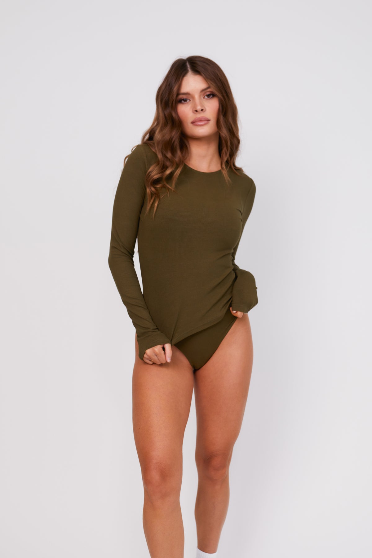 ARMY GREEN LONG SLEEVE TOP