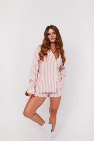 LUCKY IN LOVE PINK AND WHITE STRIPED PJ TOP