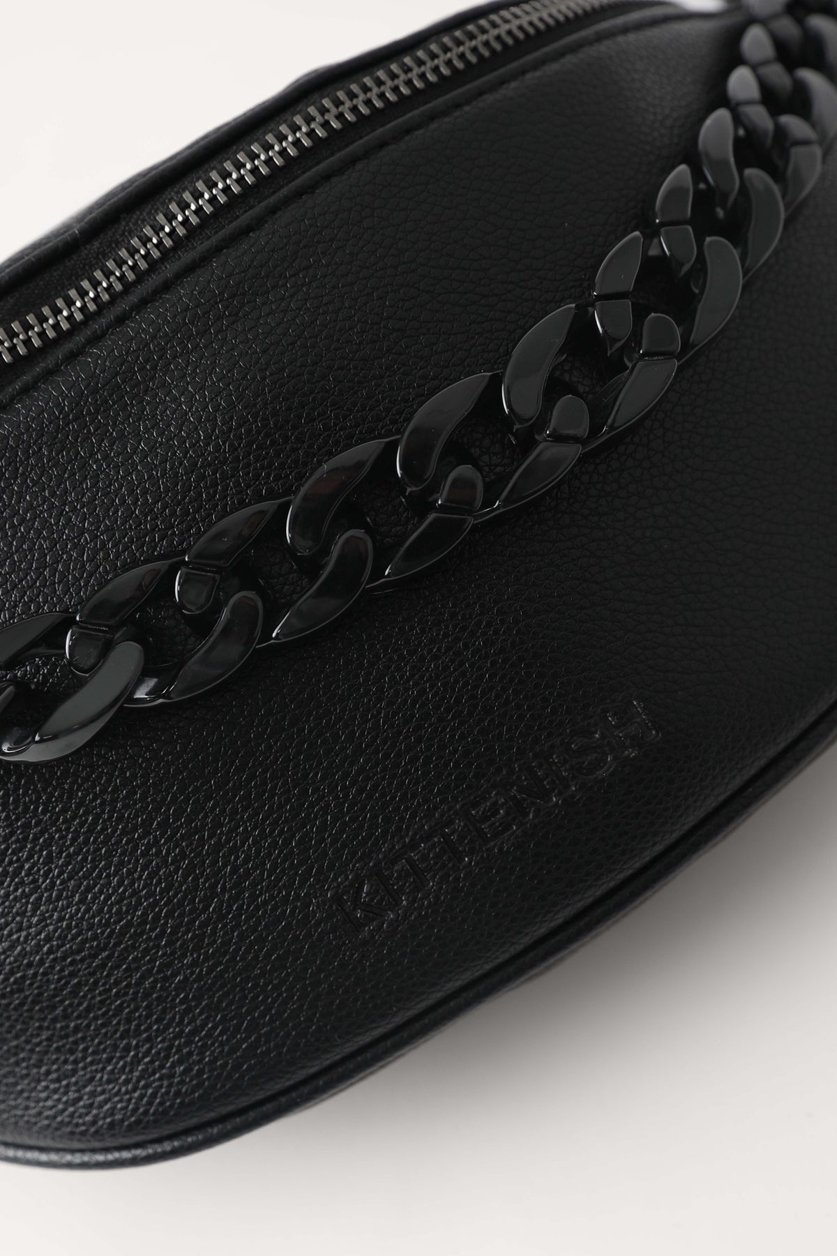 The Chain Link Leather Crossbody Black