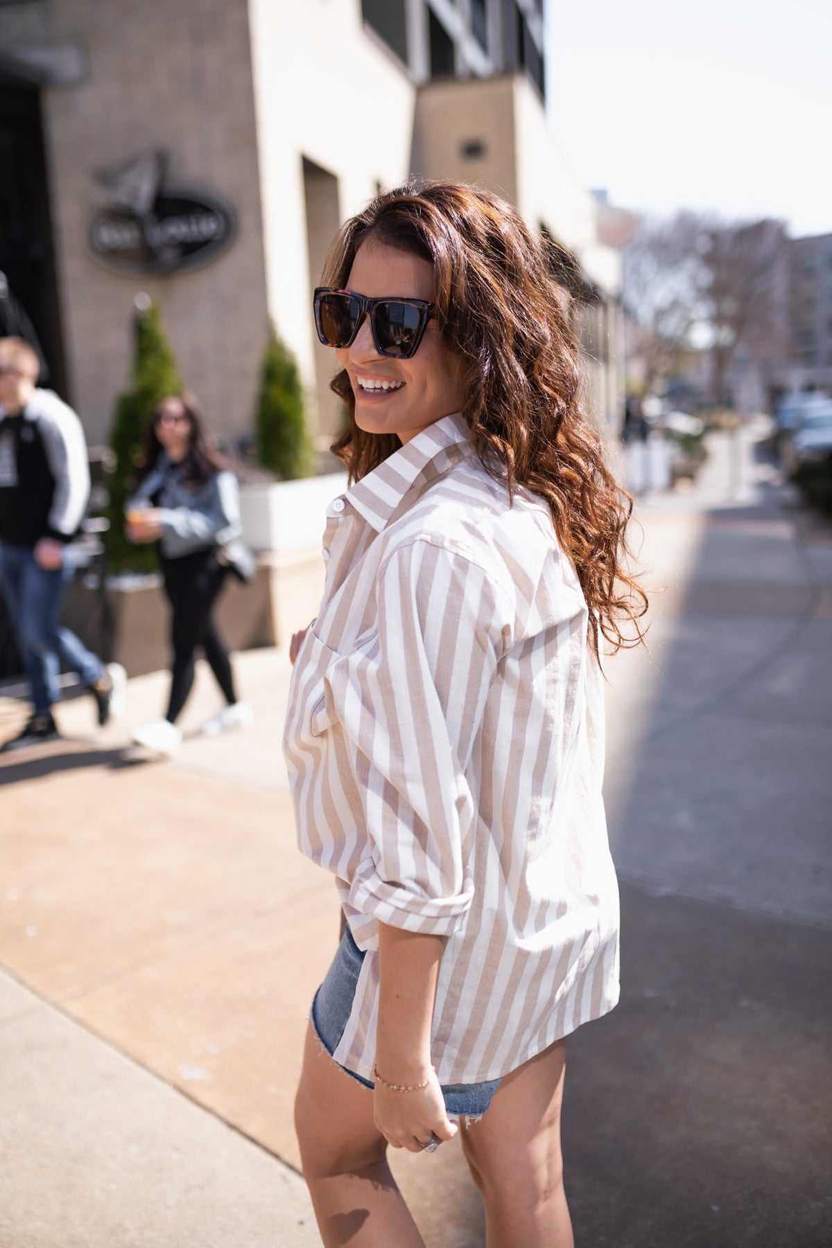 BAREFOOT BABE STRIPED BUTTON DOWN