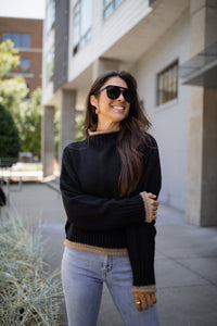 GIMME S'MORE BLACK MOCK NECK SWEATER