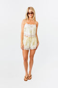 Woman wearing a lace set on a white background