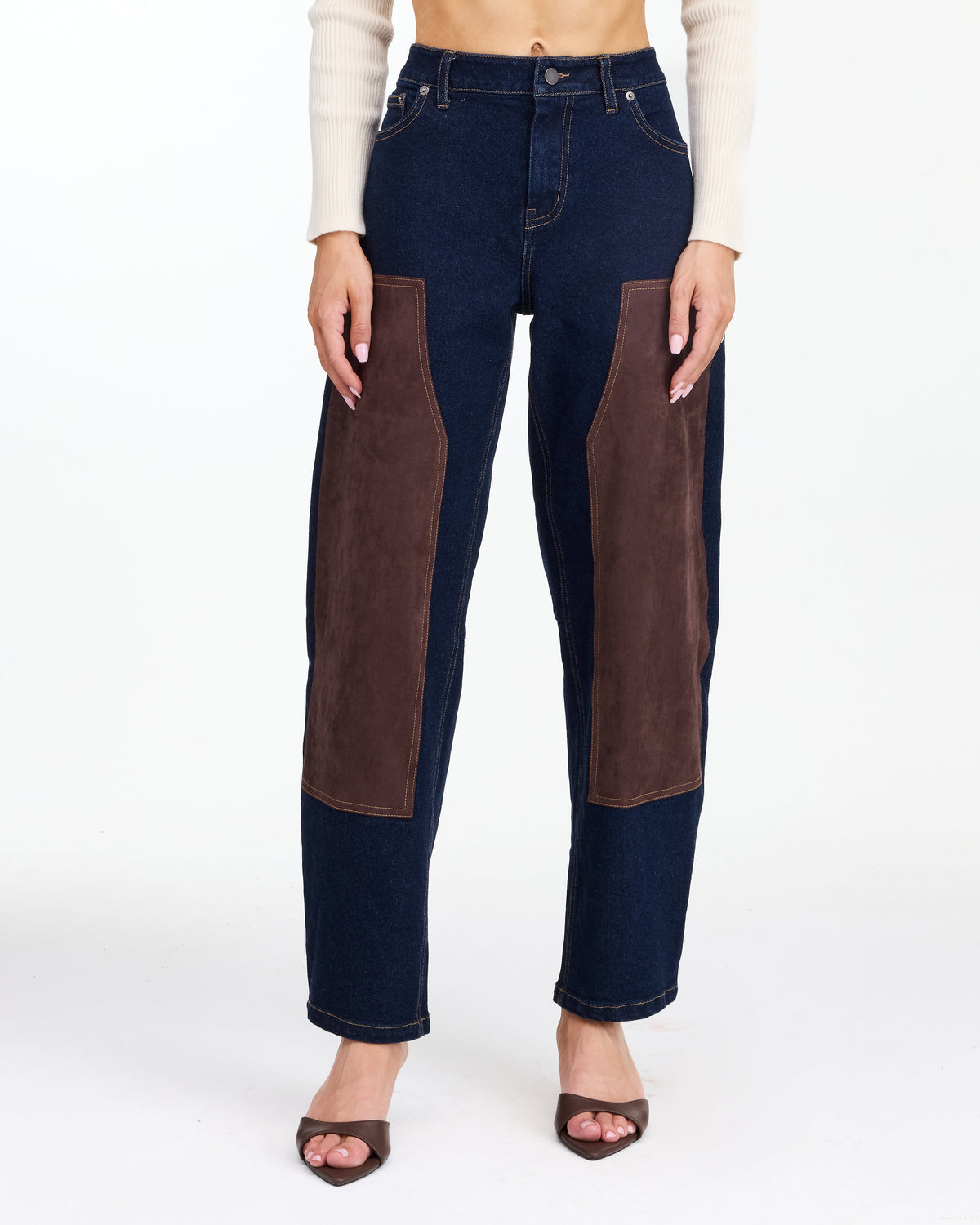 Lottie Barrel Pant Dark Wash Suede