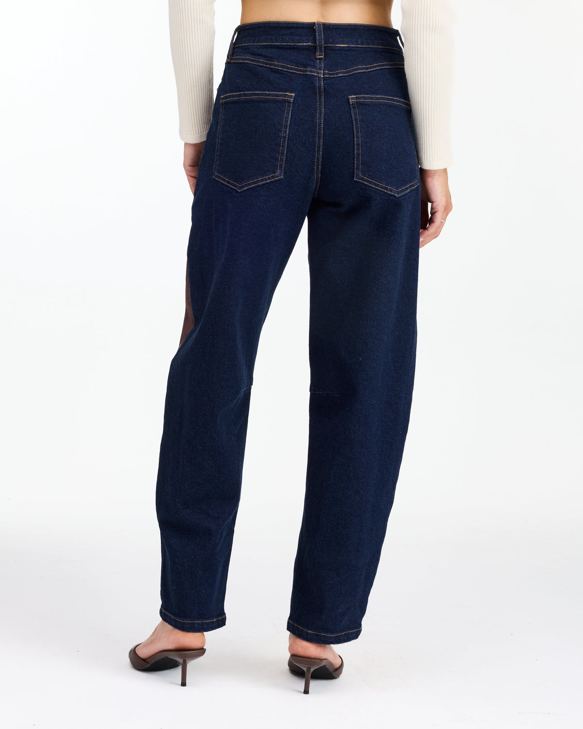 Lottie Barrel Pant Dark Wash Suede