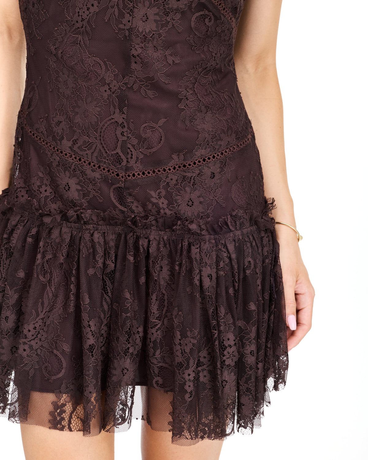 Aubrey Ruffle Mini Dress - Chocolate