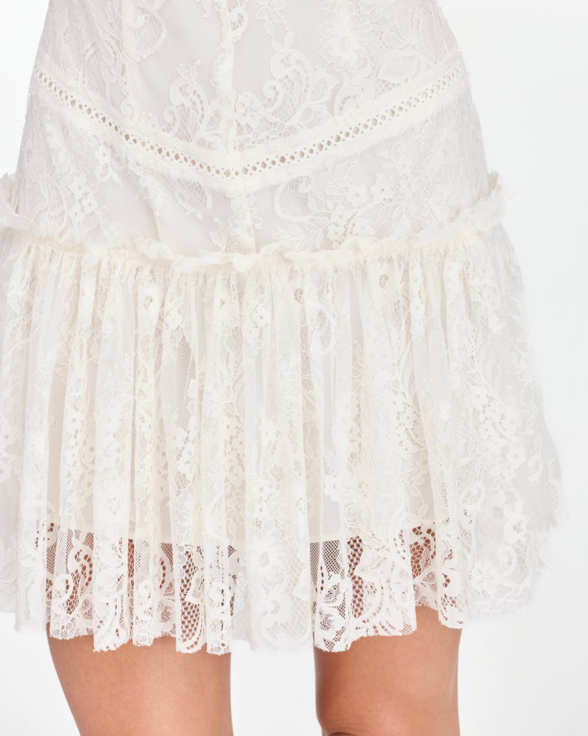 Aubrey Ruffle Mini Dress - Egret
