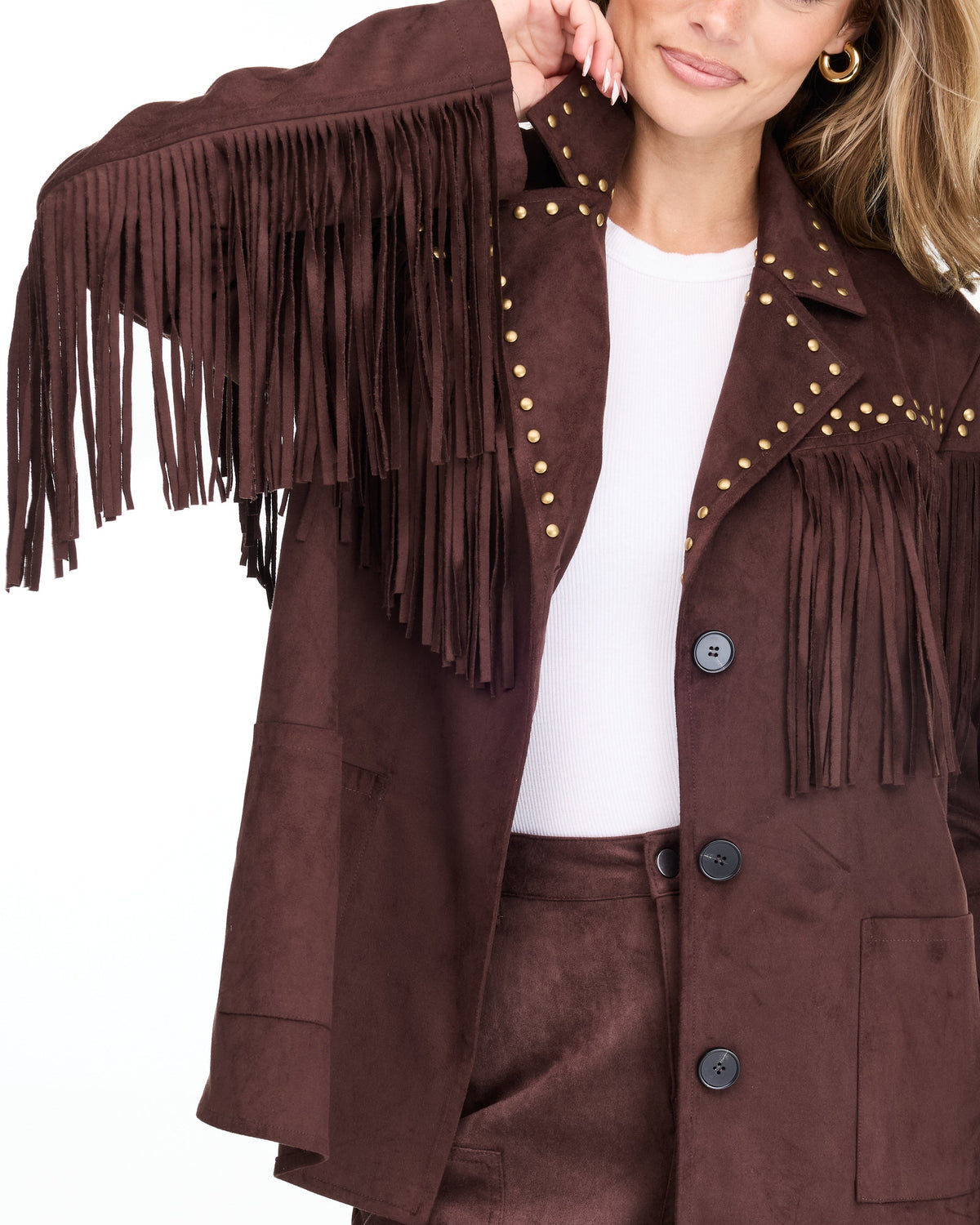 River Faux Sueded Fringe Jacket