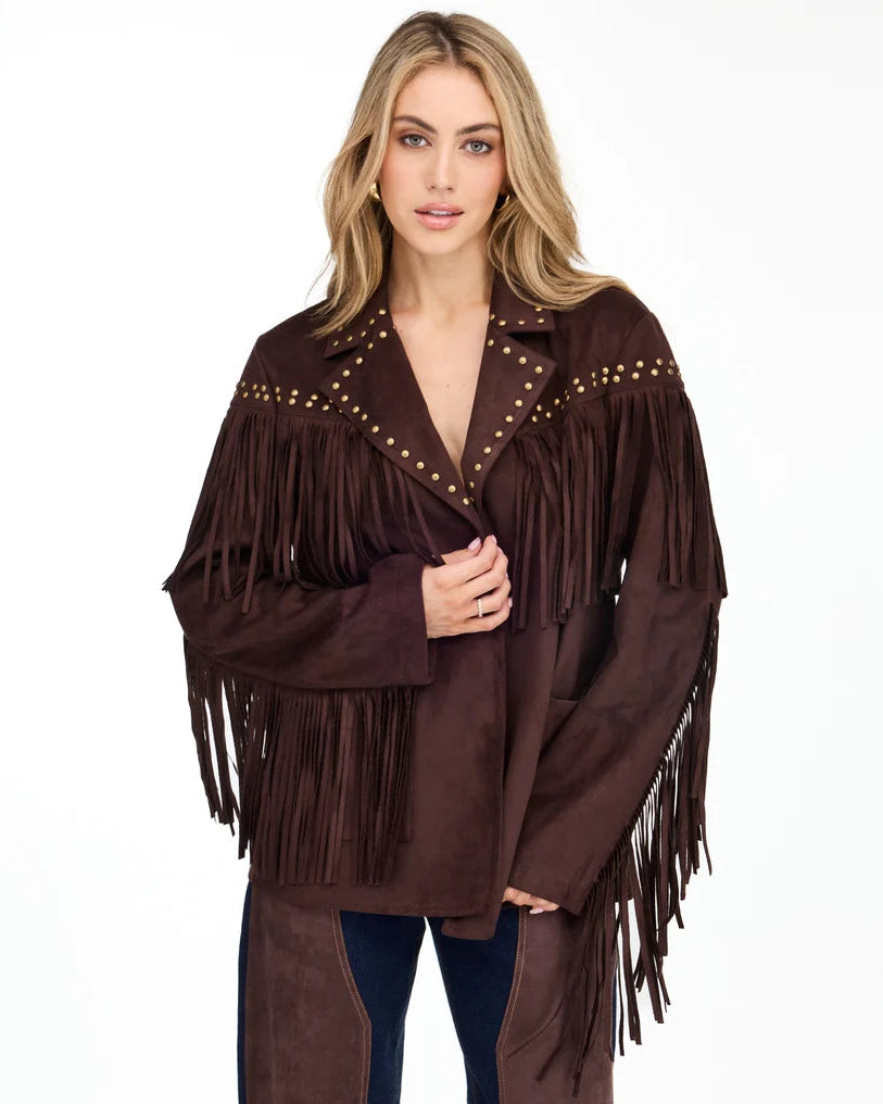 River Faux Sueded Fringe Jacket