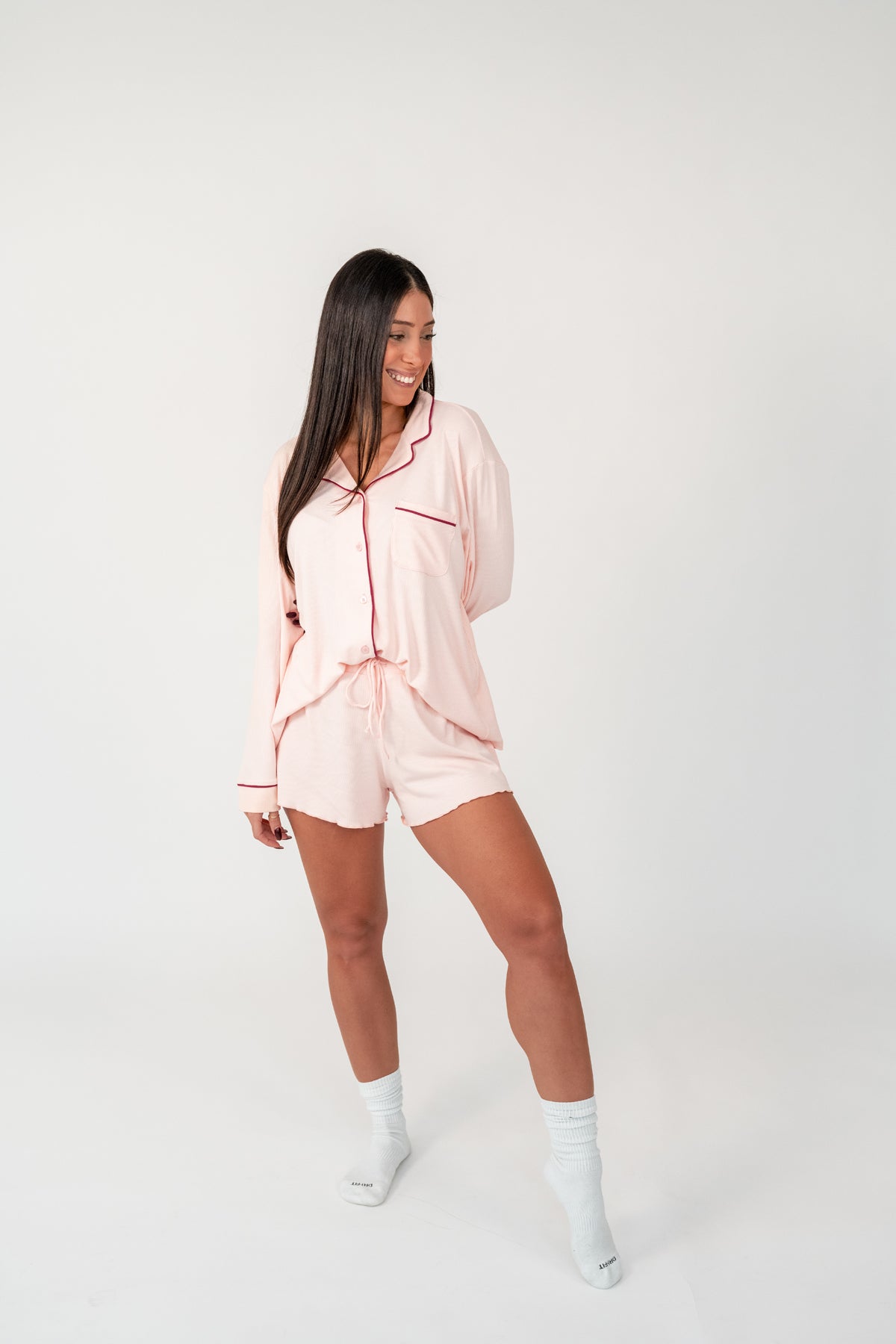 BLUSH RIBBED LOUNGE SHORT