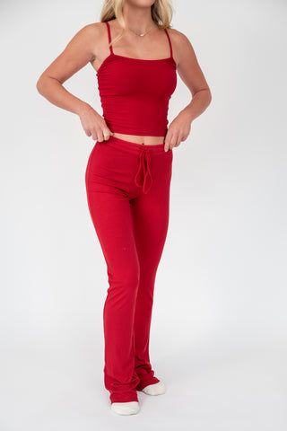 RED RIBBED LOUNGE PANT