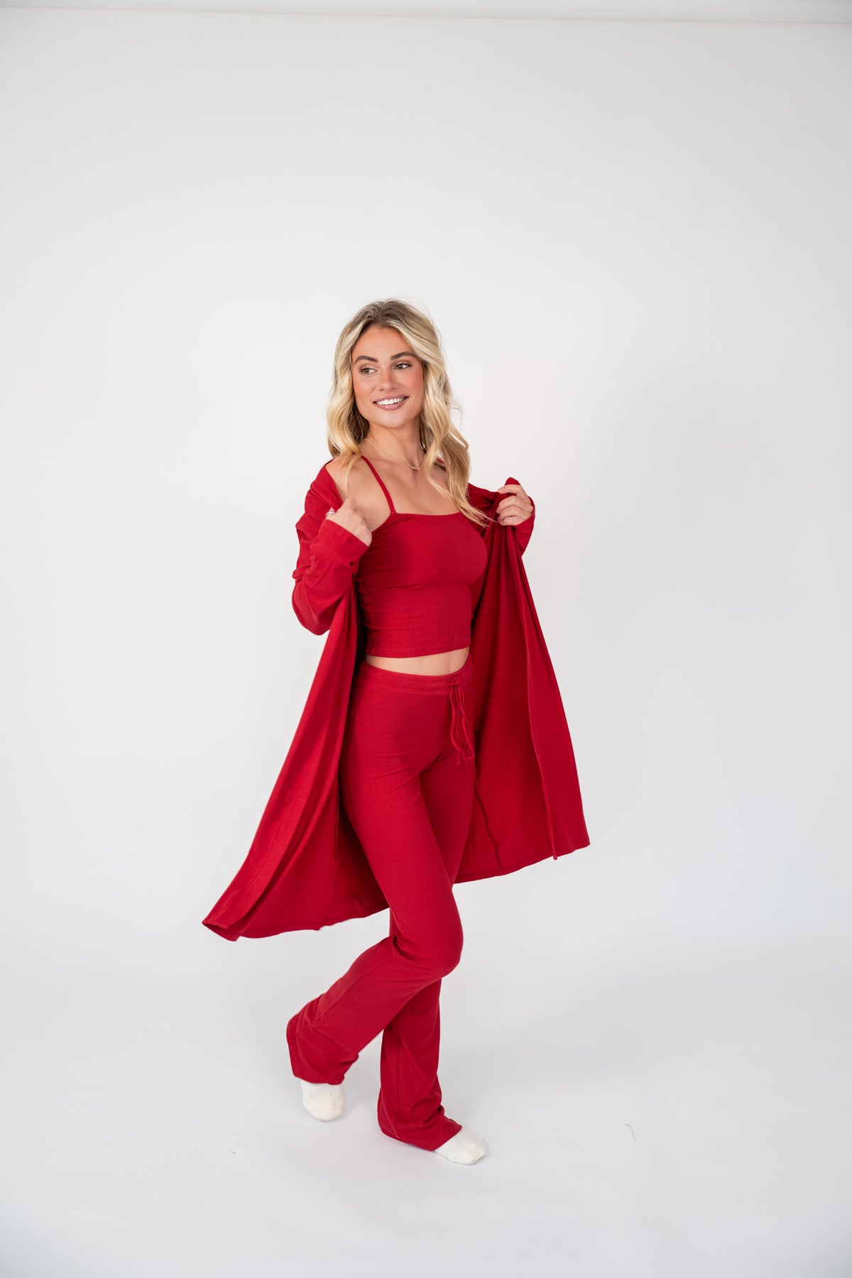 RED RIBBED LOUNGE PANT