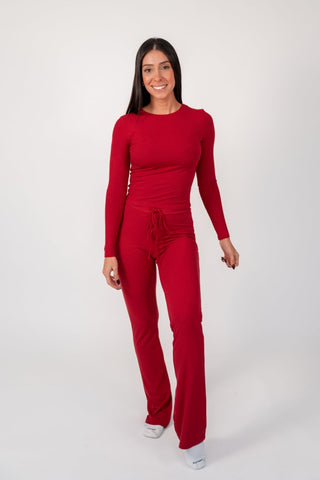 RED RIBBED LOUNGE PANT