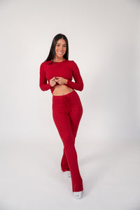 RED RIBBED LOUNGE PANT