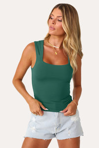 Model wearing the Jade Square Neck Tank.