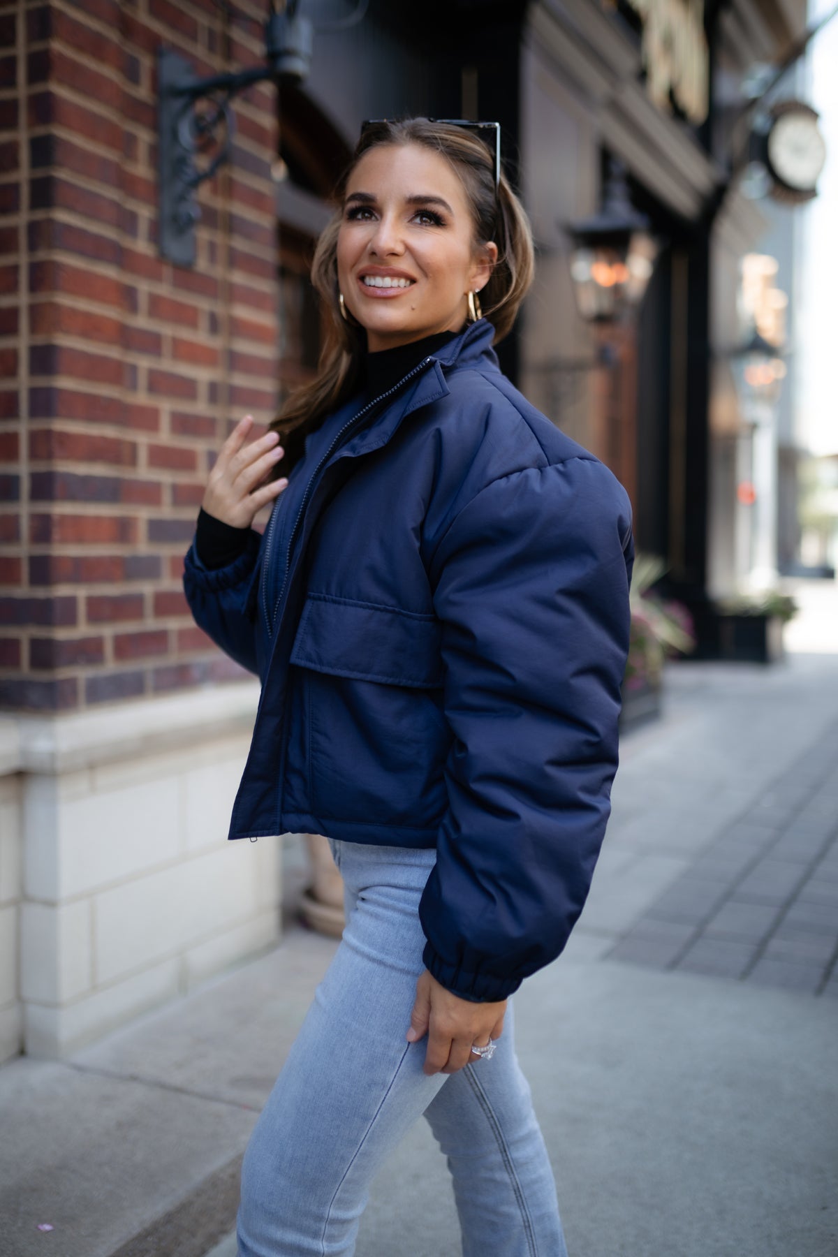 JUST CHILLING NAVY PUFFER JACKET