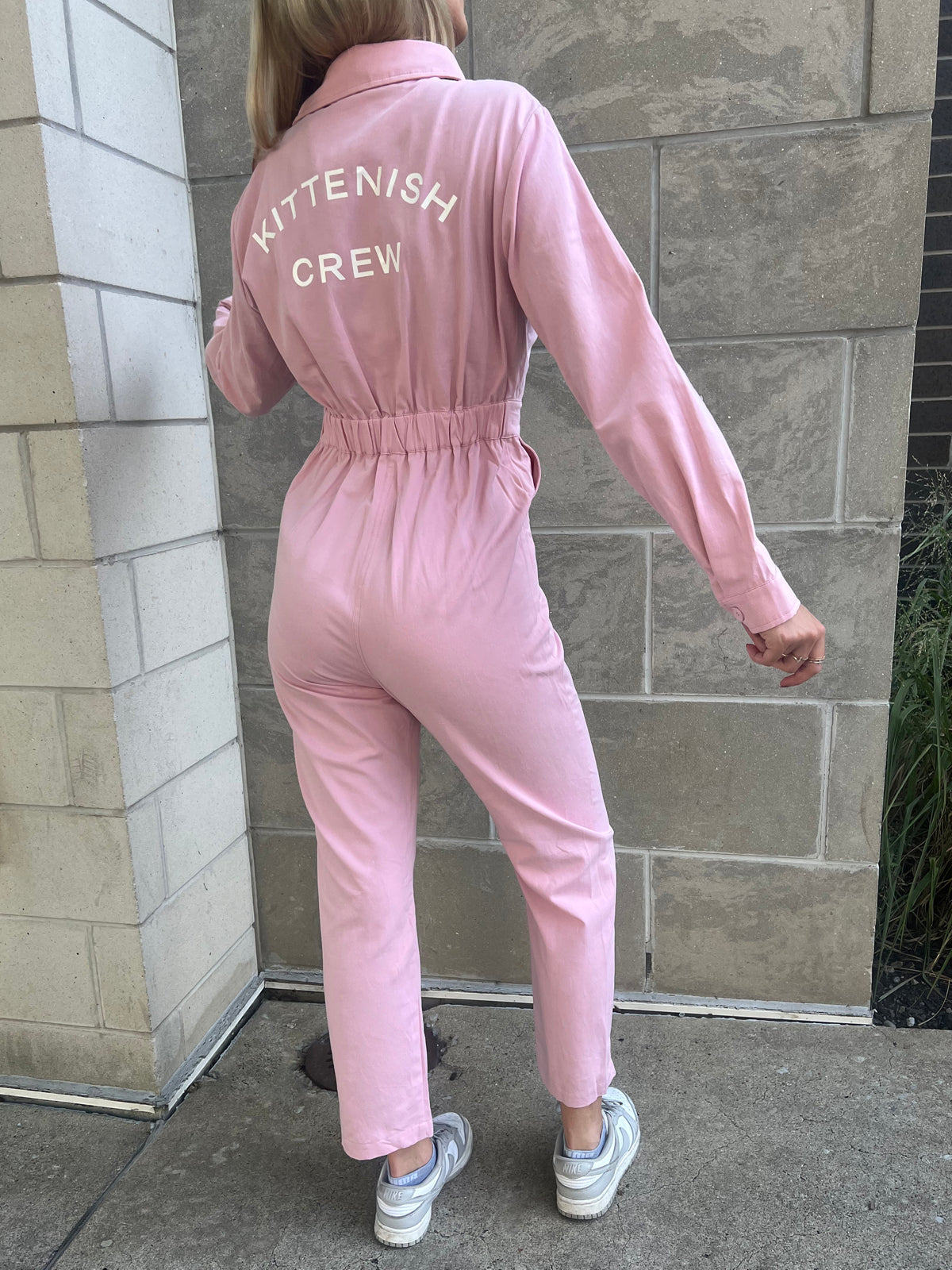 PINK UTILITY LONG SLEEVE JUMPSUIT