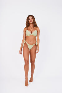 SHORE THING GREEN GINGHAM BIKINI TOP