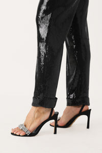 TIME TO DANCE BLACK SEQUIN CUFFED PANT