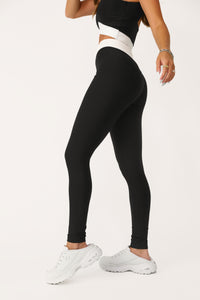 Model wearing the Yin and Yang Black and White Leggings. 