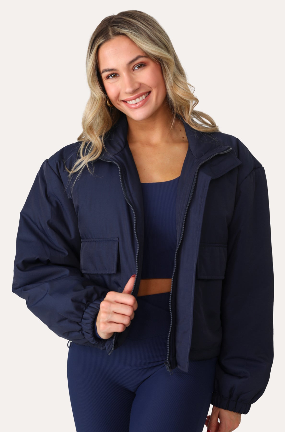 JUST CHILLING NAVY PUFFER JACKET