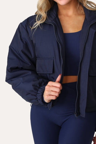 JUST CHILLING NAVY PUFFER JACKET