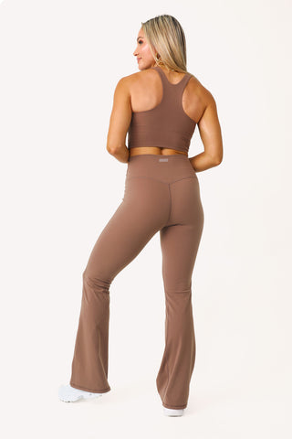 Model wearing the Java Chip Flare Cut Leggings.